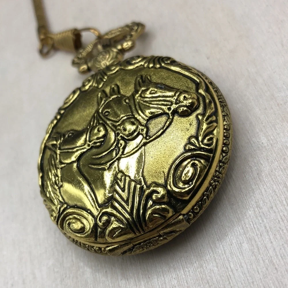 Vintage Geneva Racing Horses Pocket Watch.